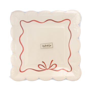 Assiette à bordure nœud rouge