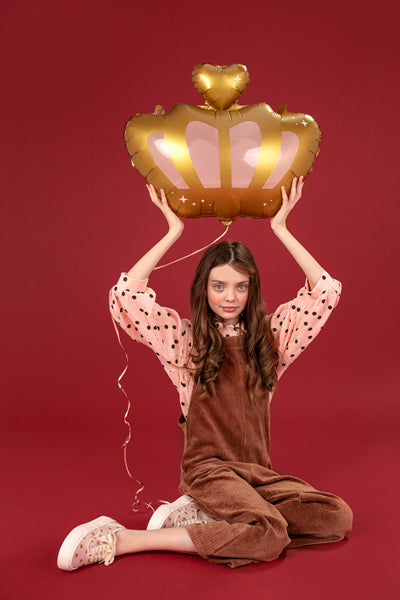 Pink and Gold Crown Foil Balloon