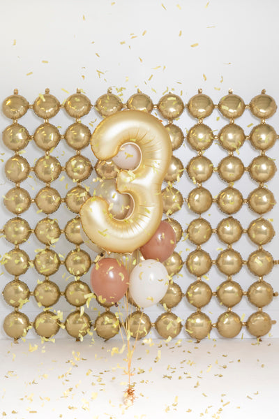 Number '3' Gold Balloon