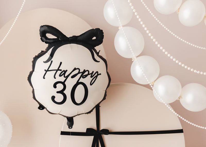 Happy 30 Balloon with Black Bow