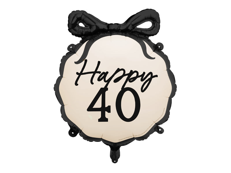 Happy 40 Balloon with Black Bow