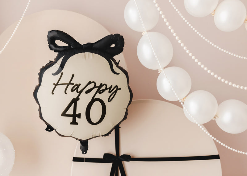 Happy 40 Balloon with Black Bow