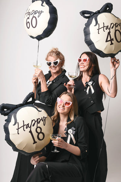 Happy 40 Balloon with Black Bow