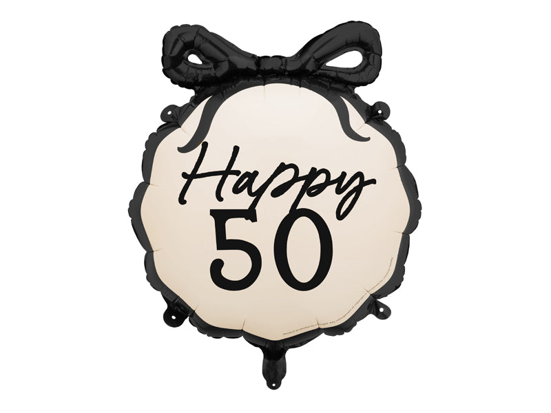 Happy 50 Balloon with Black Bow