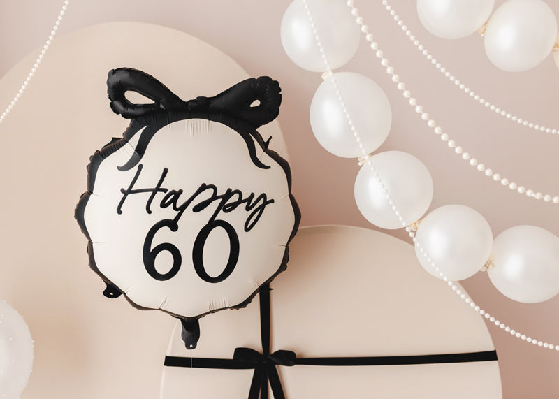 Happy 60 Balloon with Black Bow
