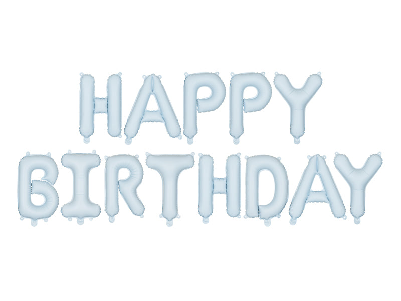 Happy Birthday Balloon Banner Pastel Blue
