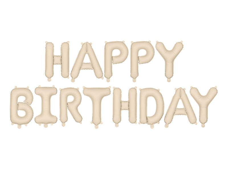 Happy Birthday Balloon Banner Cream