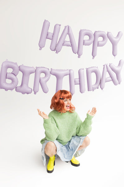 Happy Birthday Balloon Banner Pastel Purple