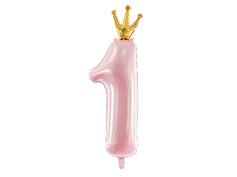 Number 1 Light Pink Balloon With Crown