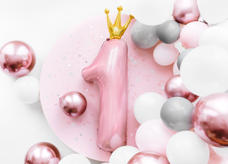 Number 1 Light Pink Balloon With Crown