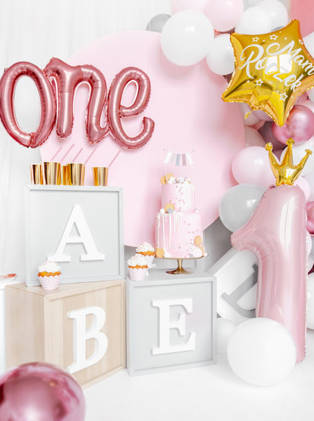 Number 1 Light Pink Balloon With Crown