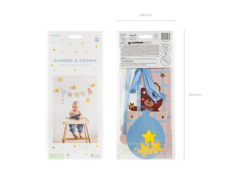 Chair banner and crown Teddy Bear - Assorted Colours