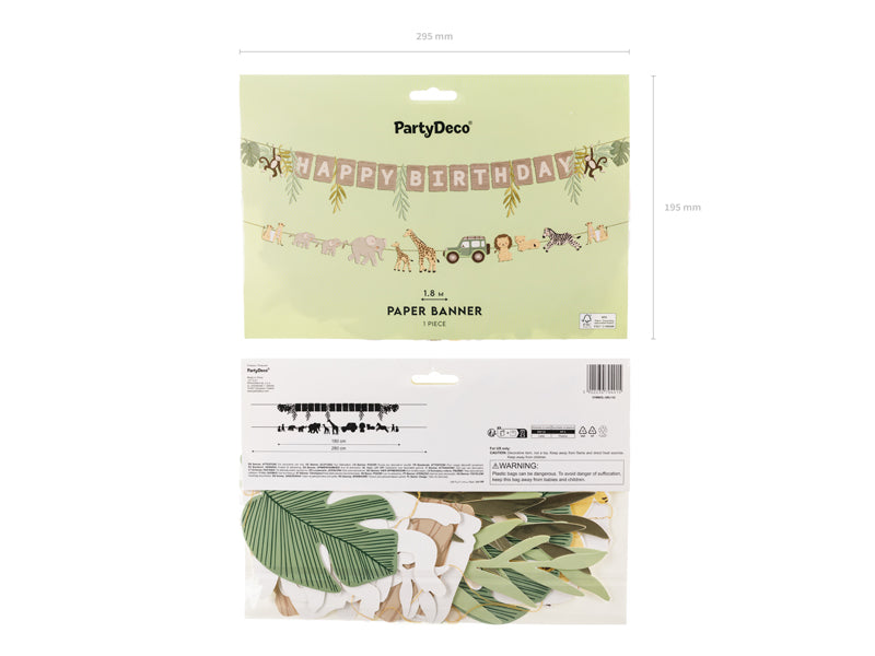 Banner Happy Birthday Safari - Assorted Colours