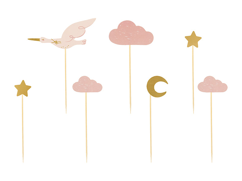 Stork Pink Cupcake Toppers