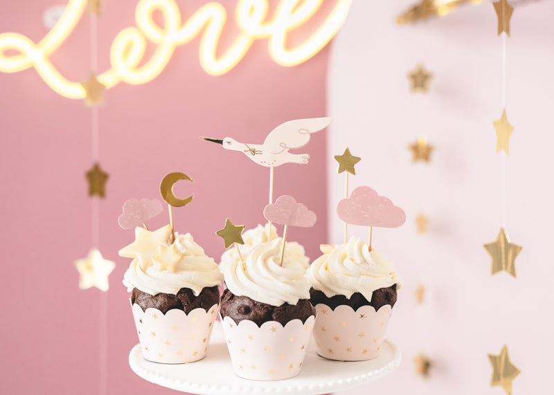 Stork Pink Cupcake Toppers
