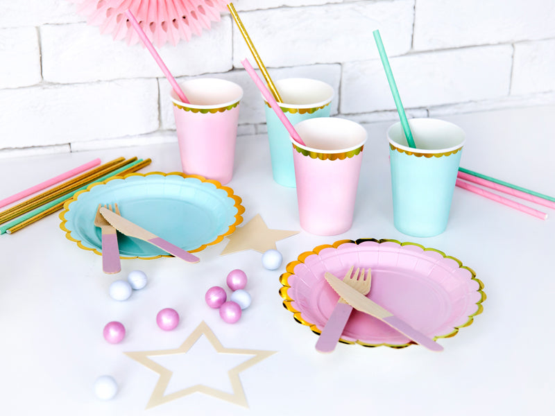 Pastel Pink Paper Cup with Gold Foil Trim