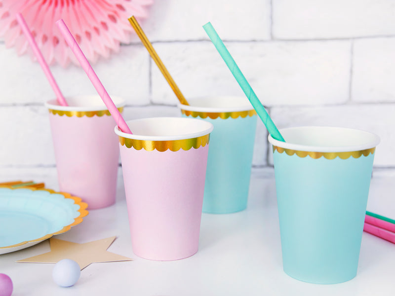 Pastel Pink Paper Cup with Gold Foil Trim