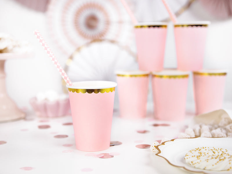 Pastel Pink Paper Cup with Gold Foil Trim