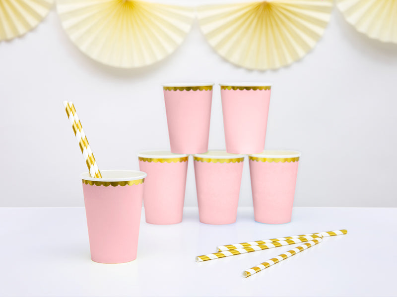 Pastel Pink Paper Cup with Gold Foil Trim