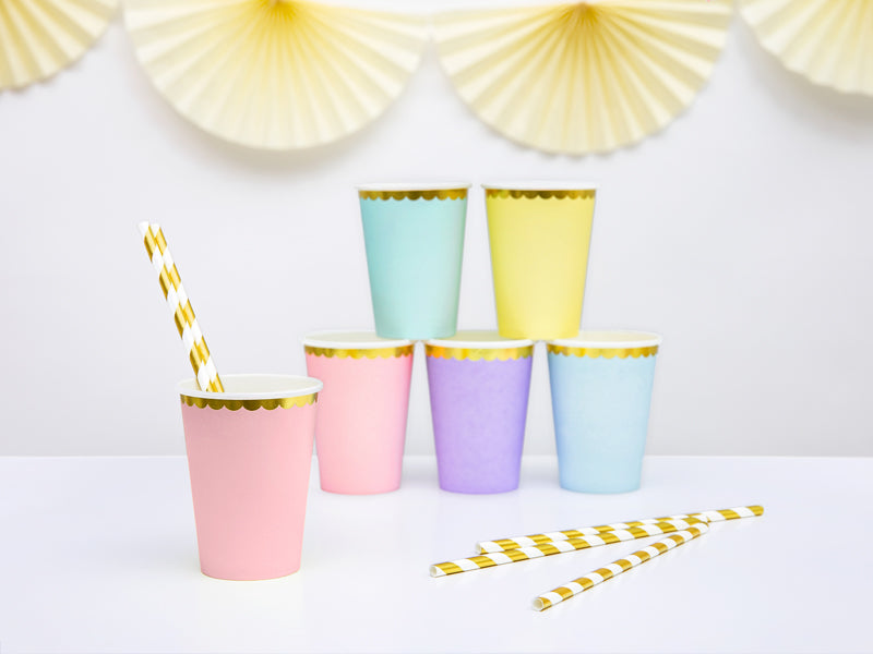 Pastel Pink Paper Cup with Gold Foil Trim