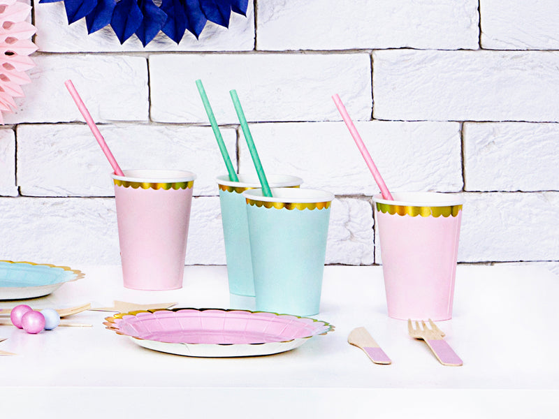 Mint Paper Cups With Gold Foil Trim