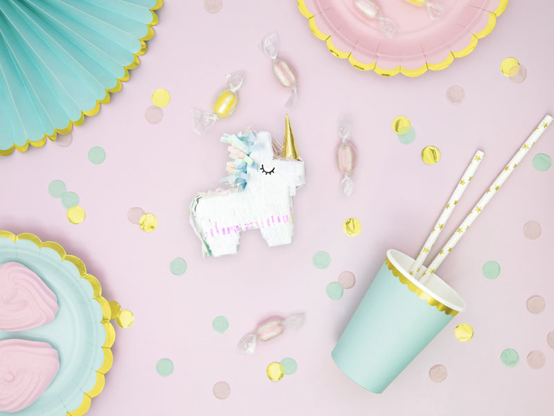 Mint Paper Cups With Gold Foil Trim
