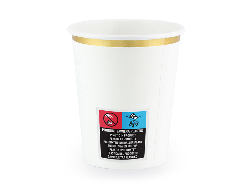 White Cups with Gold Trim