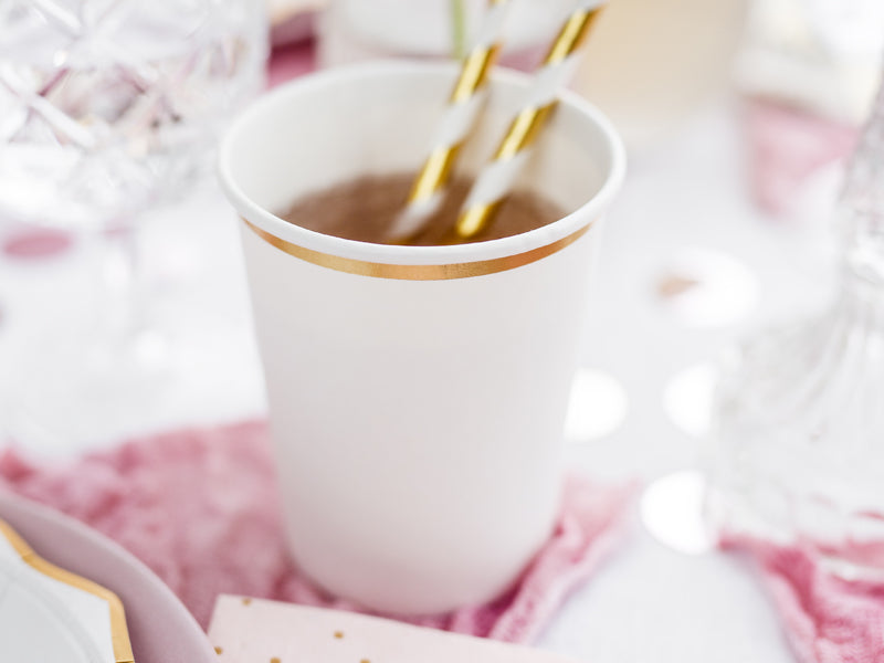 White Cups with Gold Trim