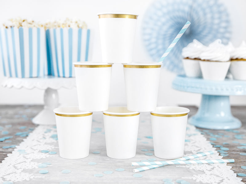 White Cups with Gold Trim