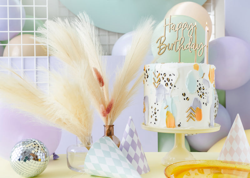Wooden Happy Birthday Cake Topper