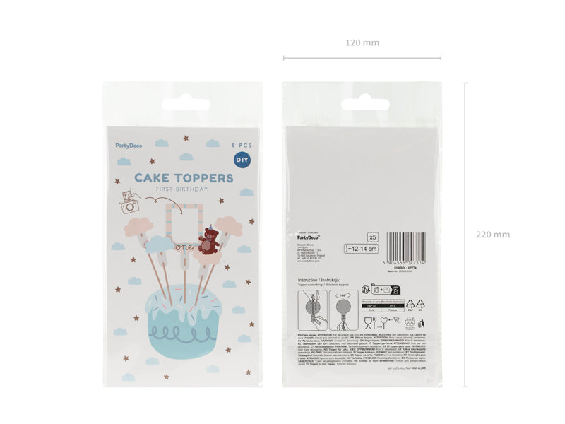 Cake Toppers Teddy Bear - Assorted Colours - 12