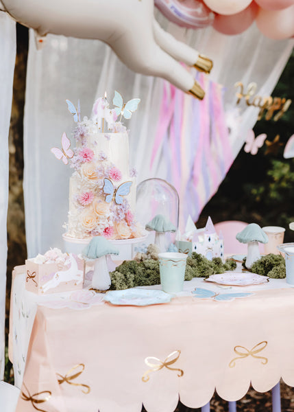 Blush Pink Bow Paper Tablecloth