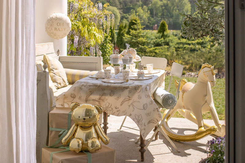 Beige Flower Tablecloth