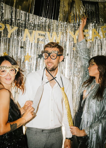 Glasses Happy New Year - black-gold