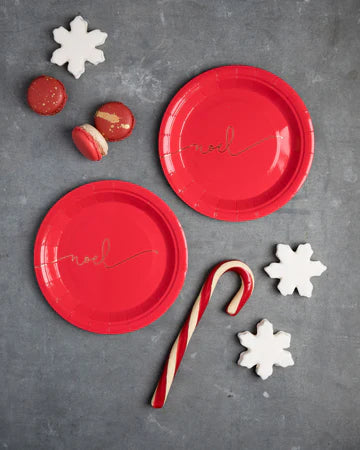 Red “Noel” Dessert Plates