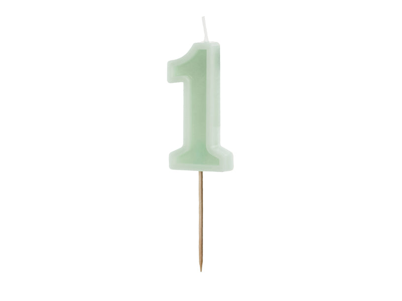 Mint Pastel Green Number Candles