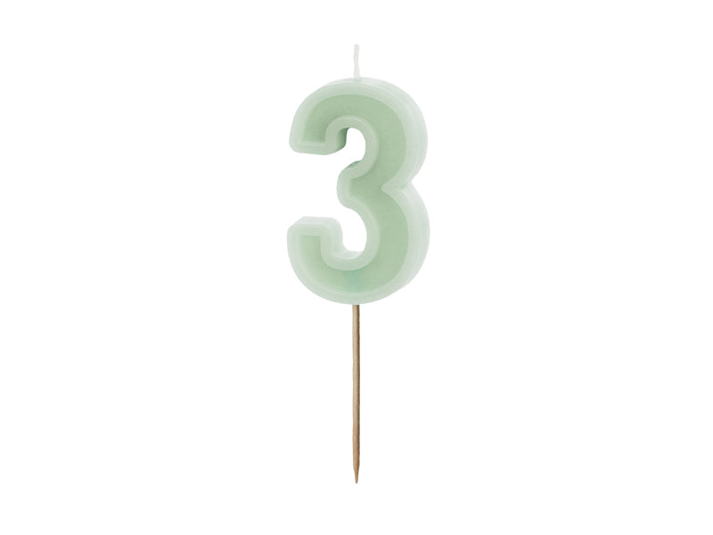 Mint Pastel Green Number Candles