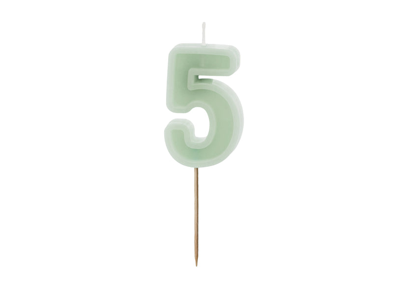 Mint Pastel Green Number Candles