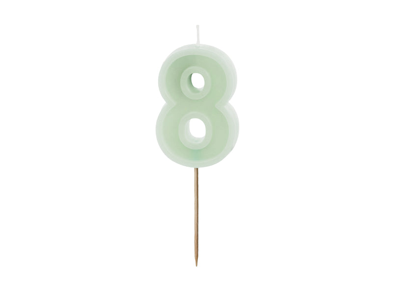 Mint Pastel Green Number Candles