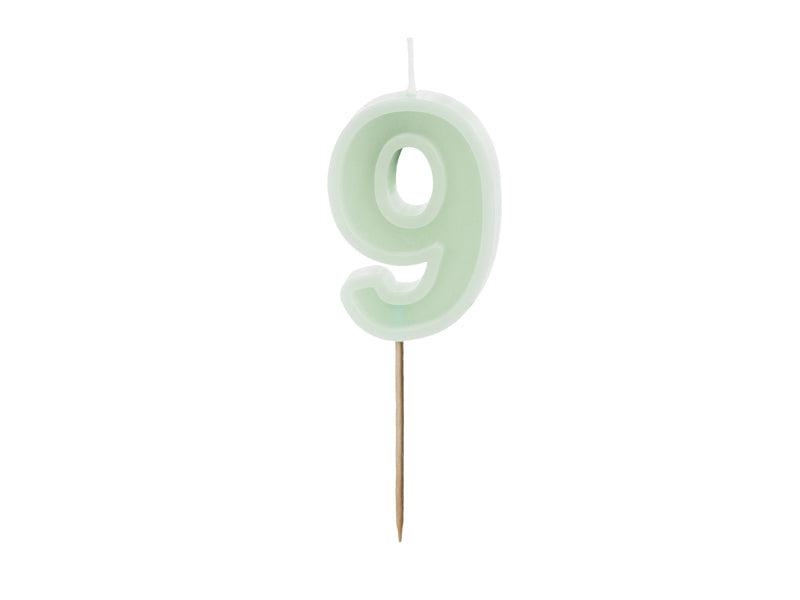 Mint Pastel Green Number Candles
