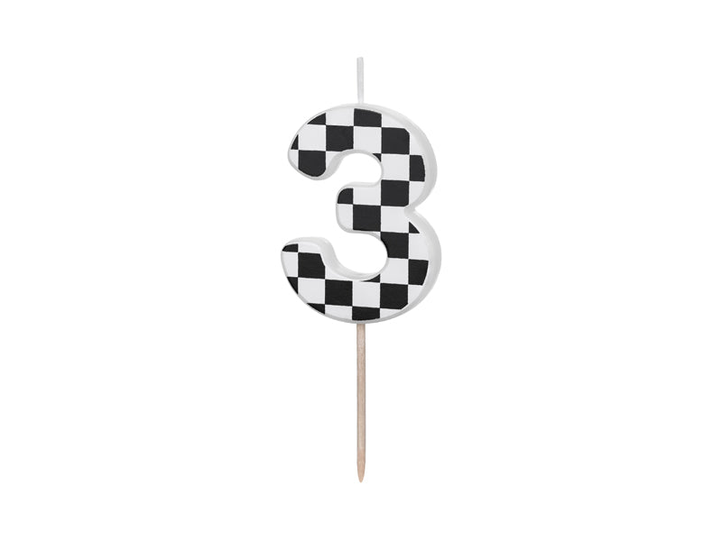 Checkered Race Car Number Candles