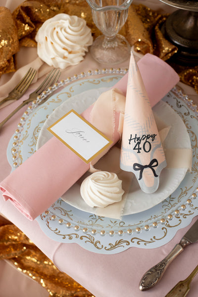 Happy 40th with Black Bow Napkins