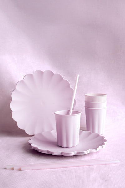 Pailles en plastique réutilisables violet pastel