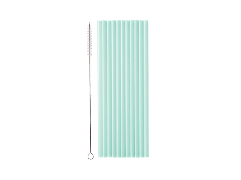 Pailles en plastique réutilisables vert pastel menthe