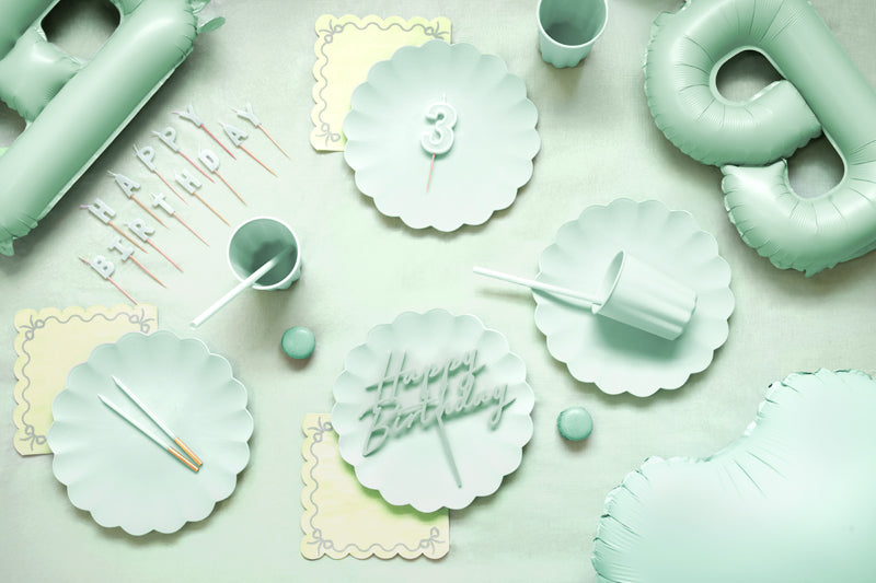 Pailles en plastique réutilisables vert pastel menthe