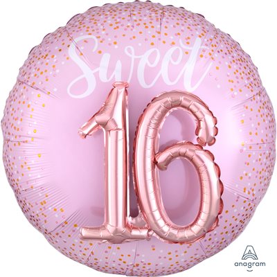 Sweet 16 Pink Polka Dot Balloon 3D Effect