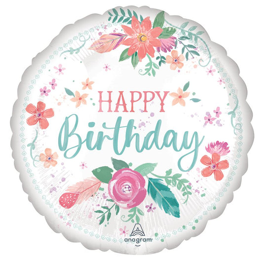 Floral Happy Birthday Balloon