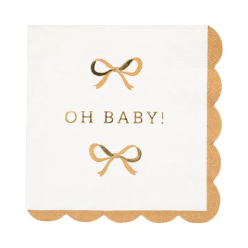 Oh Baby Gold and Tan Cocktail Napkins