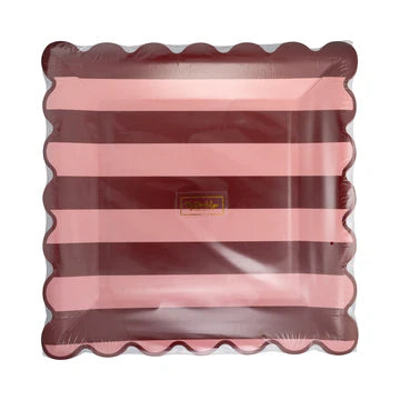 Pink & Burgundy Striped Plates