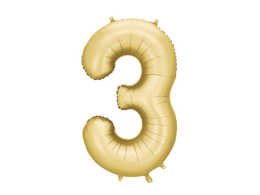 Number '3' Gold Balloon